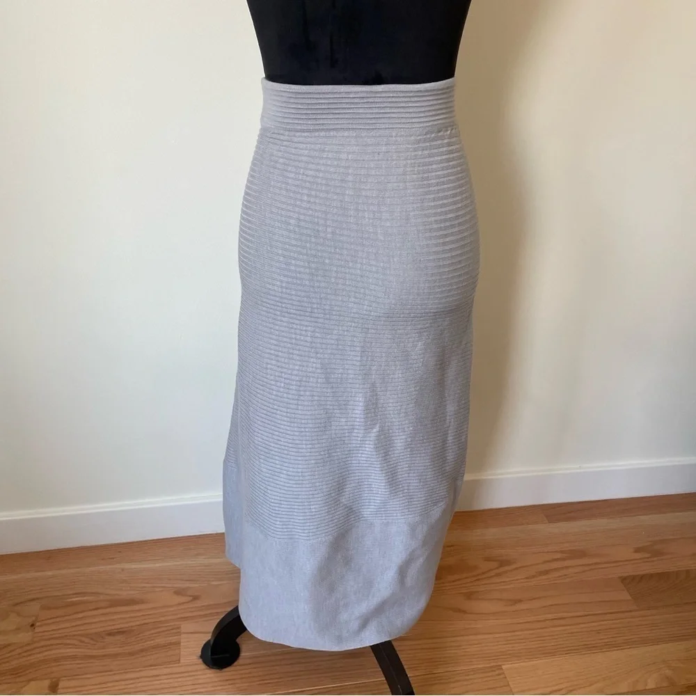 Jonathan Simkhai Gray Fog Wool Grace Draped Fringe Crossover Skirt EUC Size XS